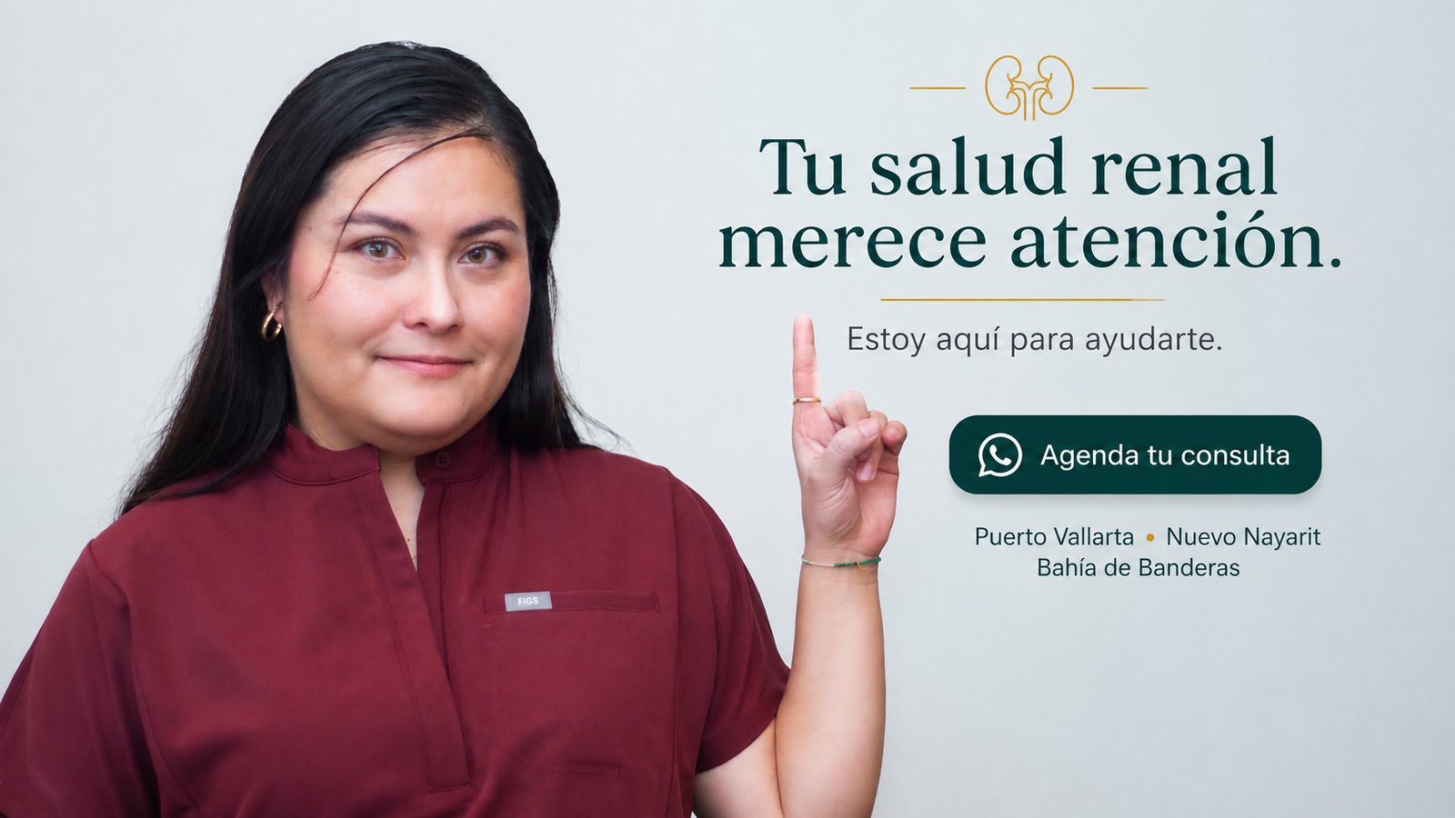 Dra. Diana Muñoz, nefróloga certificada — Tu salud renal merece atención. Estoy aquí para ayudarte. Puerto Vallarta, Nuevo Nayarit y Bahía de Banderas